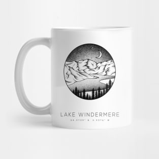 Lake Windermere, England Dotwork Art, Lake District Mug